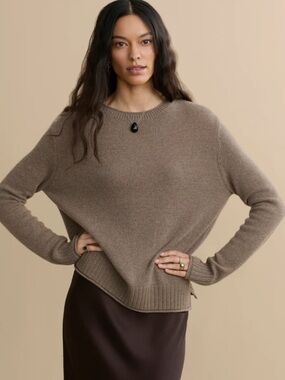 Jenni Kayne Everyday sweater in Brown. Size L Wool/cashmere blend